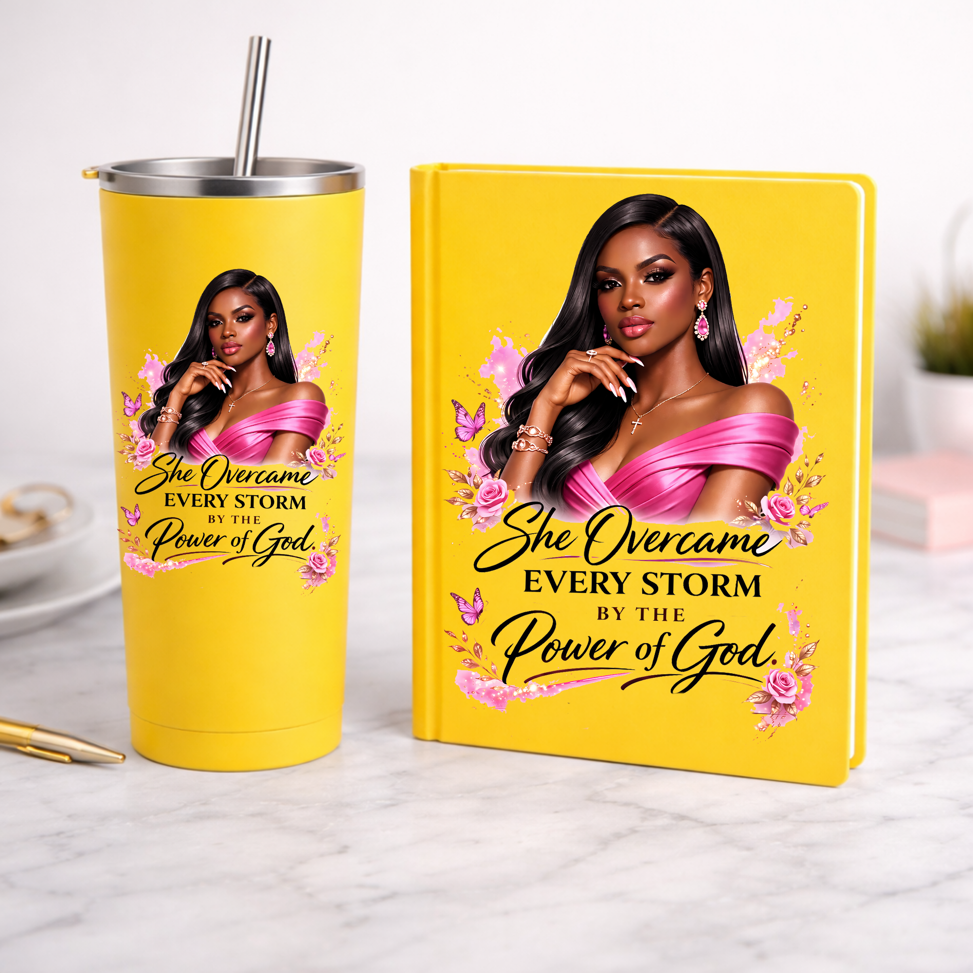She overcame every Storm | Luxury UV DTF Peel & Stick Sticker