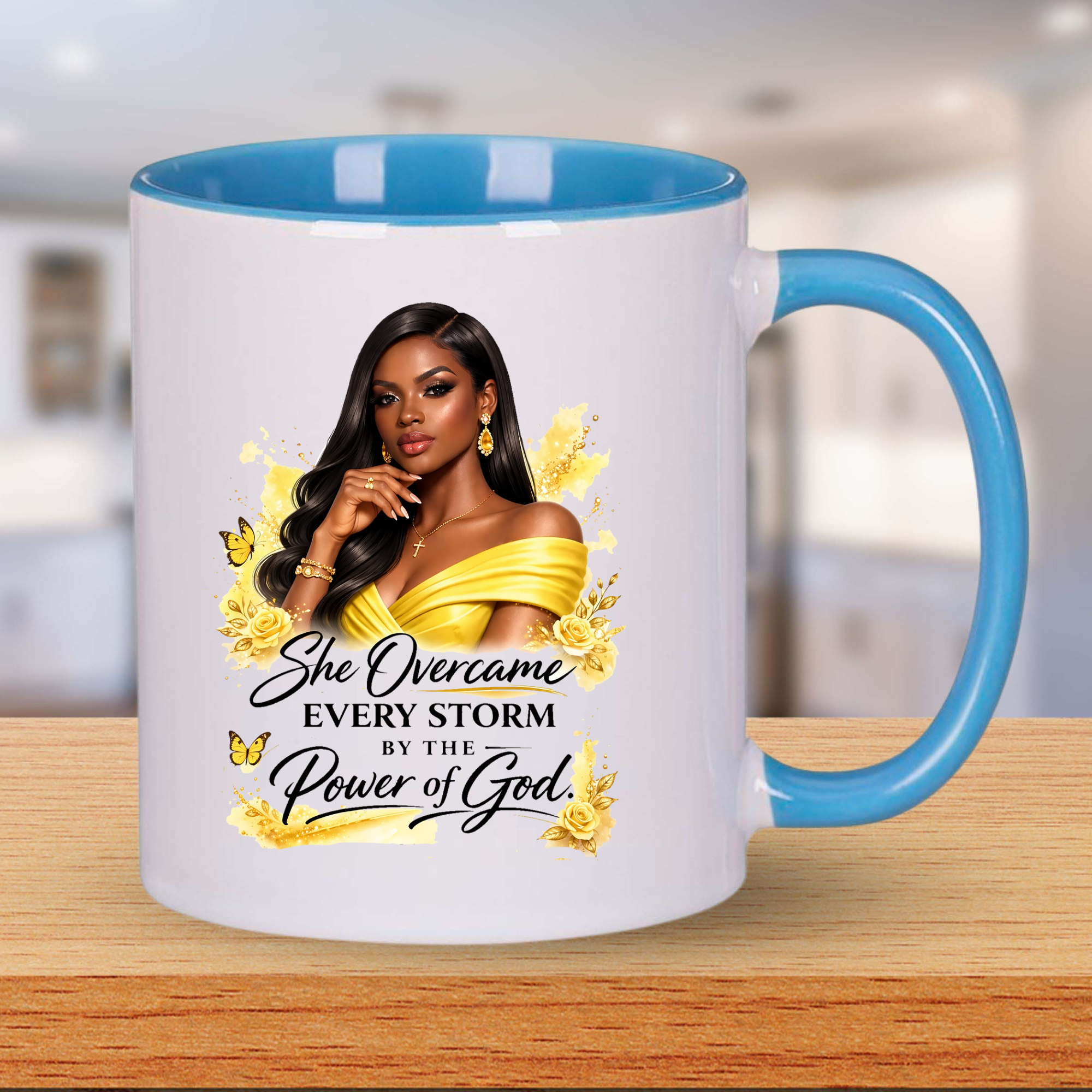 She overcame every Storm yellow | Luxury UV DTF Peel & Stick Sticker