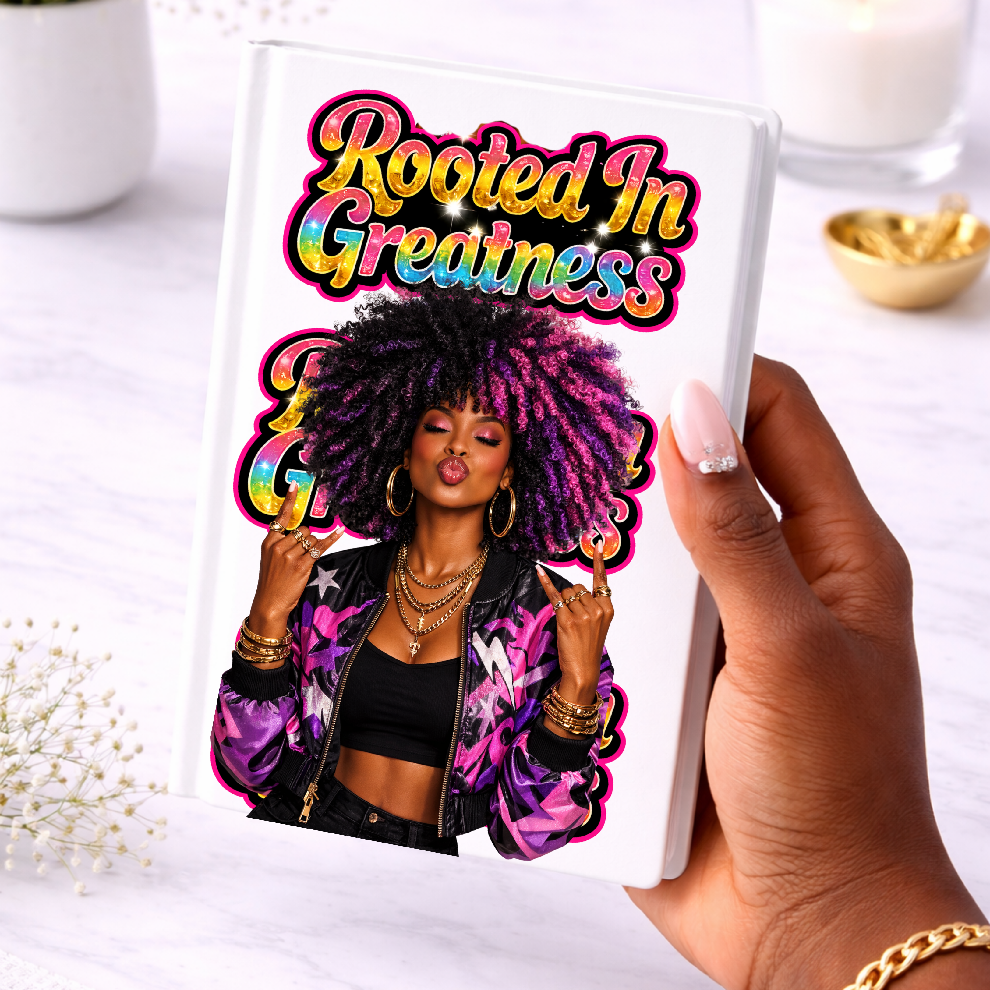 Rooted in Greatness UV DTF Sticker | Black Girl Empowerment Peel & Stick Decal | Waterproof Tumbler, Cup & Journal Sticker