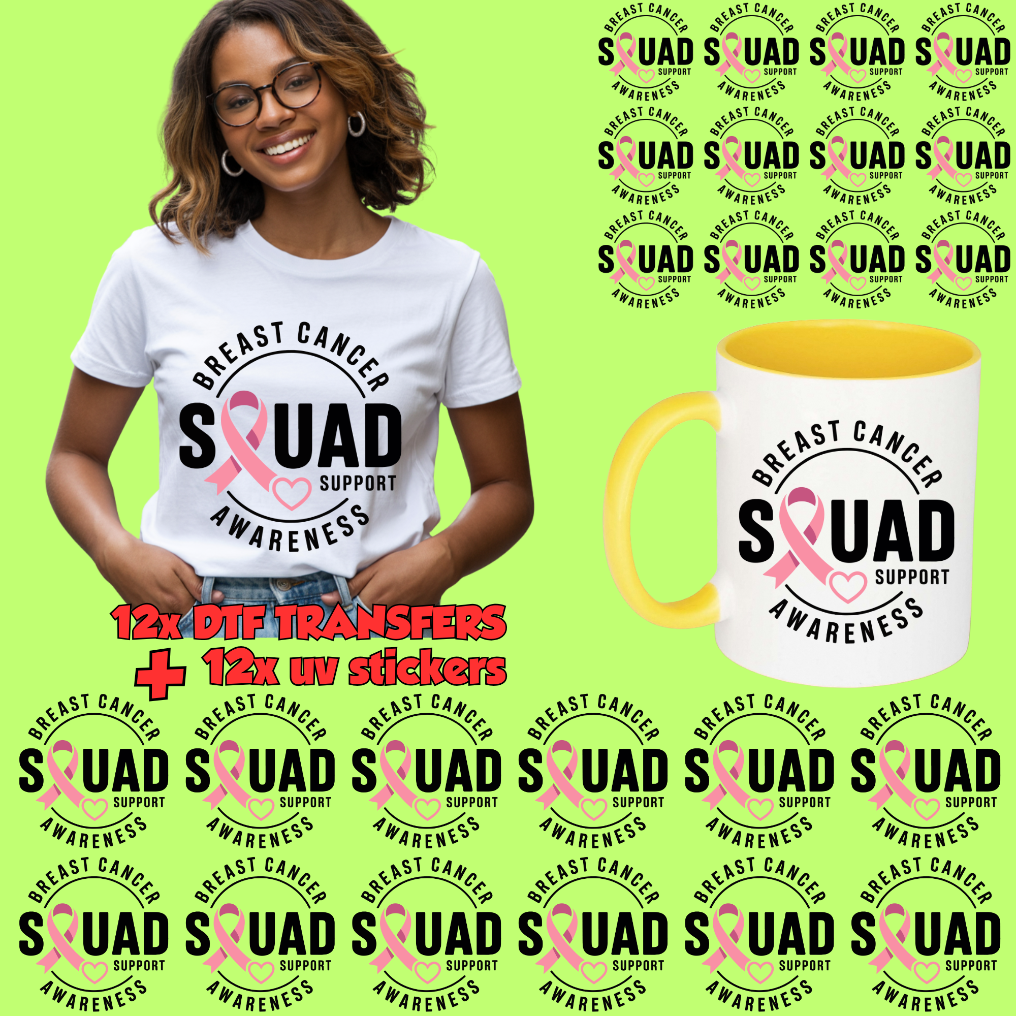 14 Adult Shirt Transfers - Breast Cancer Bundle 1