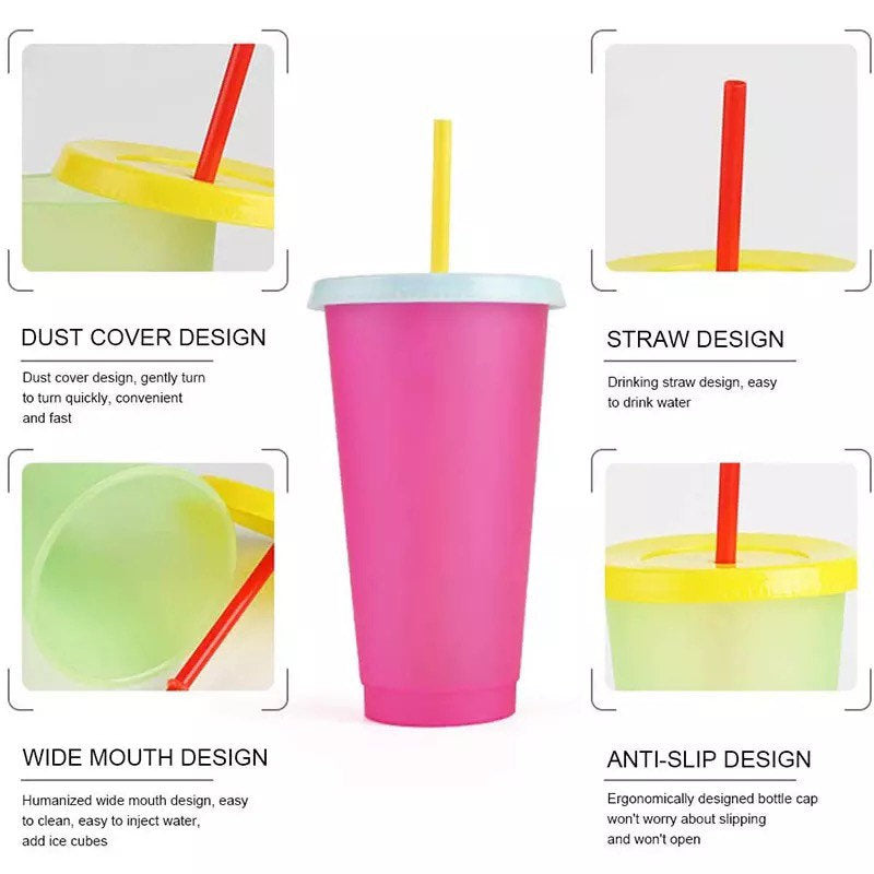 Color Changing Cups(5set)/Color changing cups/ Vinyl Cups/Blank Cups/Summer Cups/Large Cups/Reusable Plastic Cups/Beach Cup/Bulk/Kid Cup - SassyDame Designs,LLC