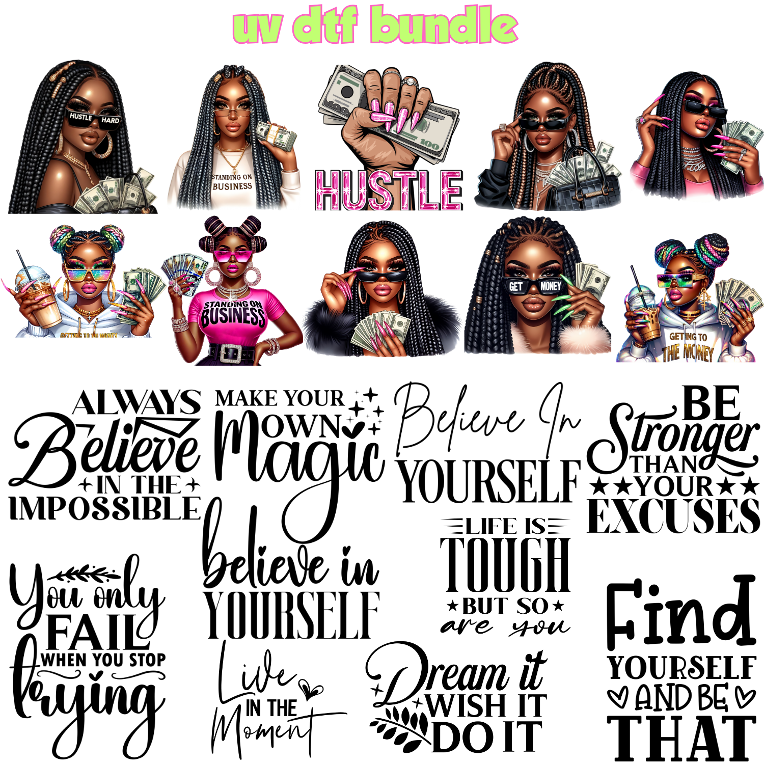 Lady Decals UV DTF DECALS - Boss lady Bundle
