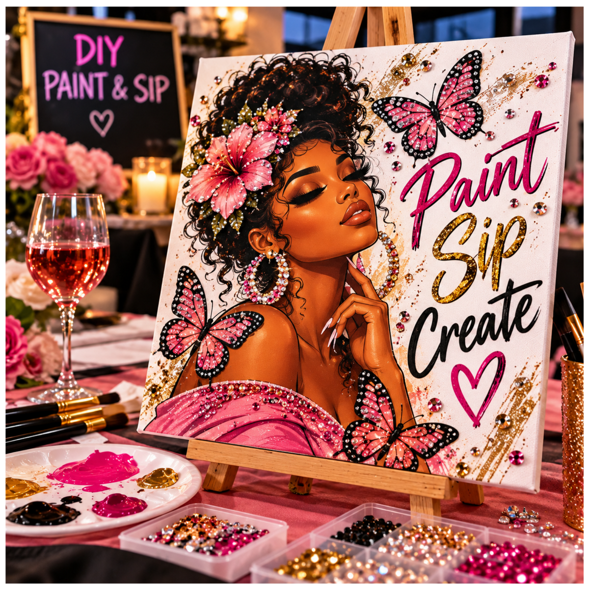 DIY Canvas Bling & Sip