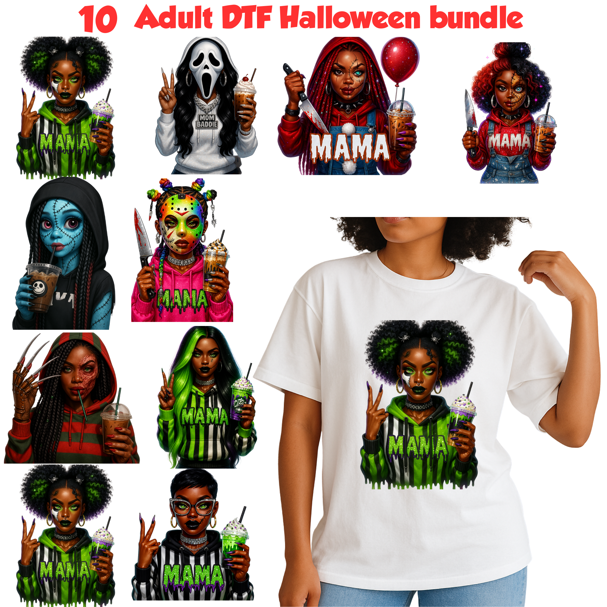 14 Adult Shirt Transfers - Halloween Bundle