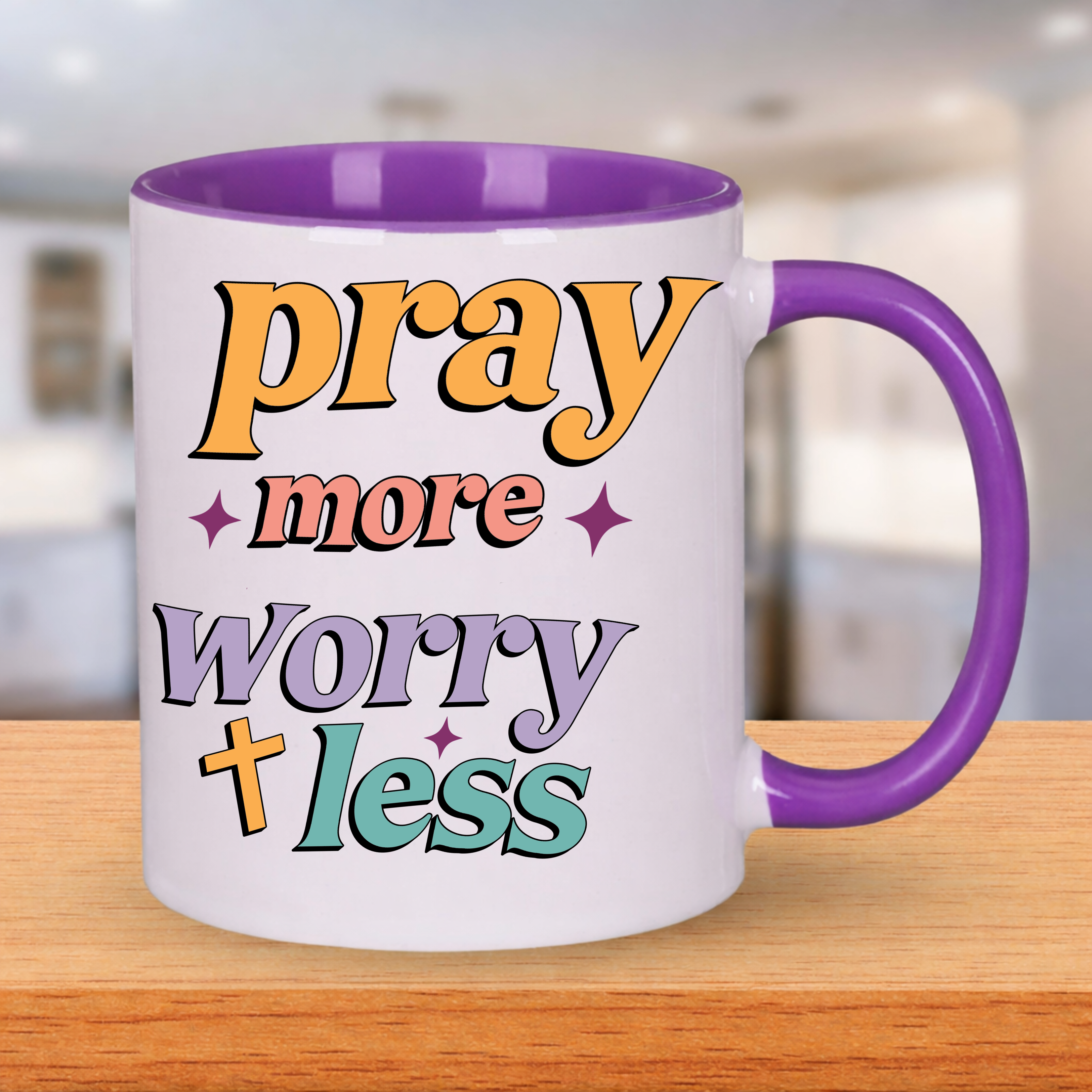 Pray More Worry Less UV DTF Sticker | Waterproof Peel & Stick Christian Decal | Faith Quote for Tumblers, Cups & Journals