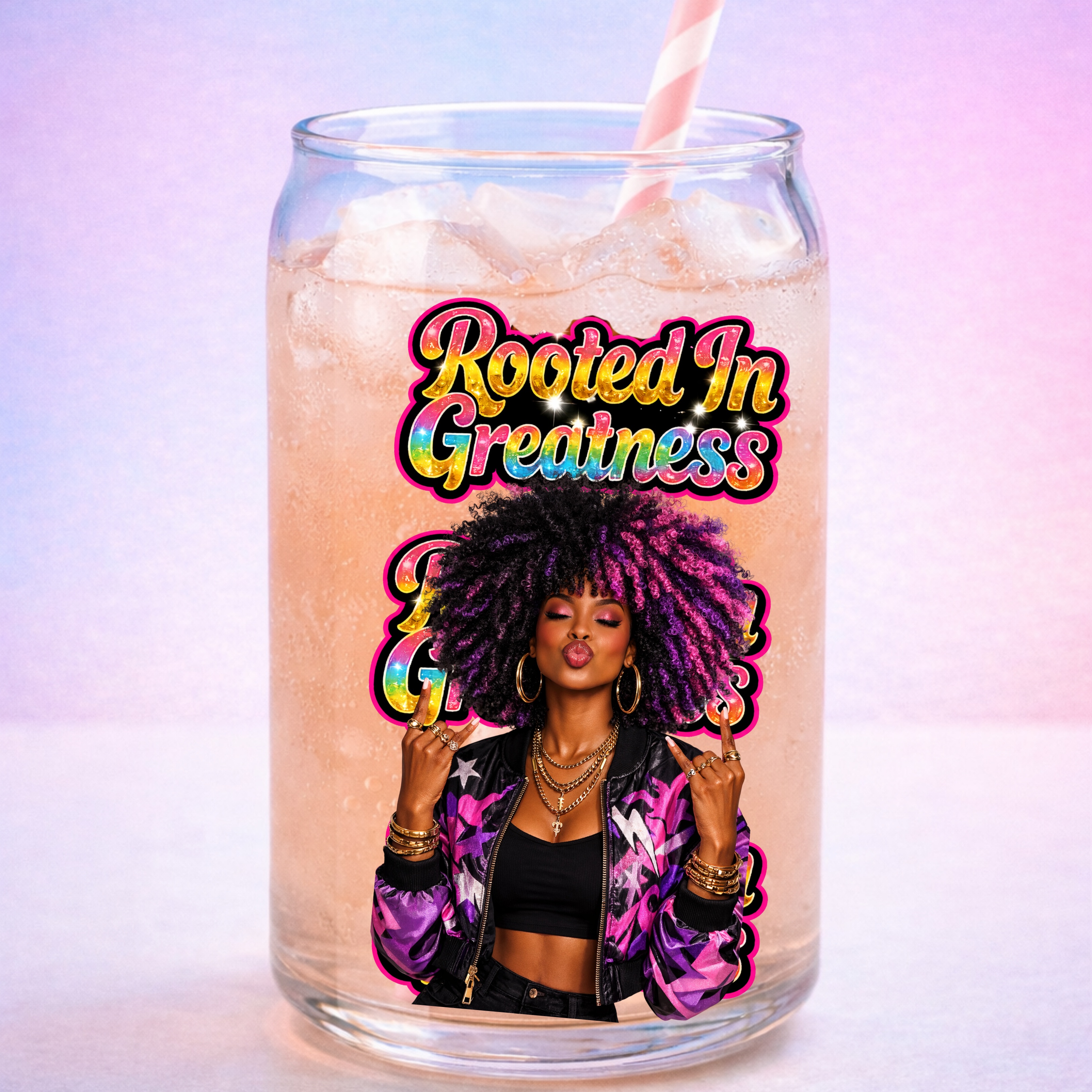 Rooted in Greatness UV DTF Sticker | Black Girl Empowerment Peel & Stick Decal | Waterproof Tumbler, Cup & Journal Sticker