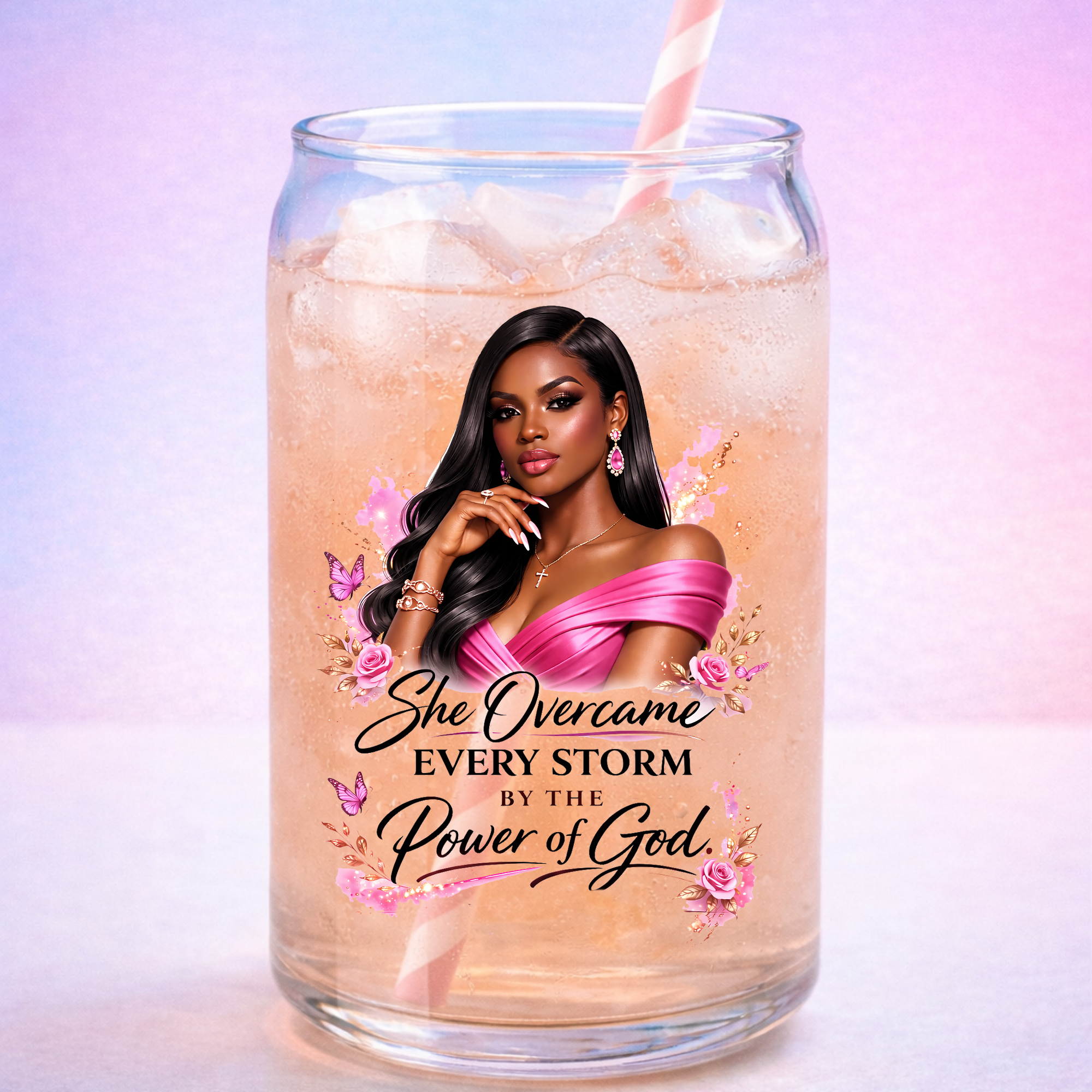 She overcame every Storm | Luxury UV DTF Peel & Stick Sticker