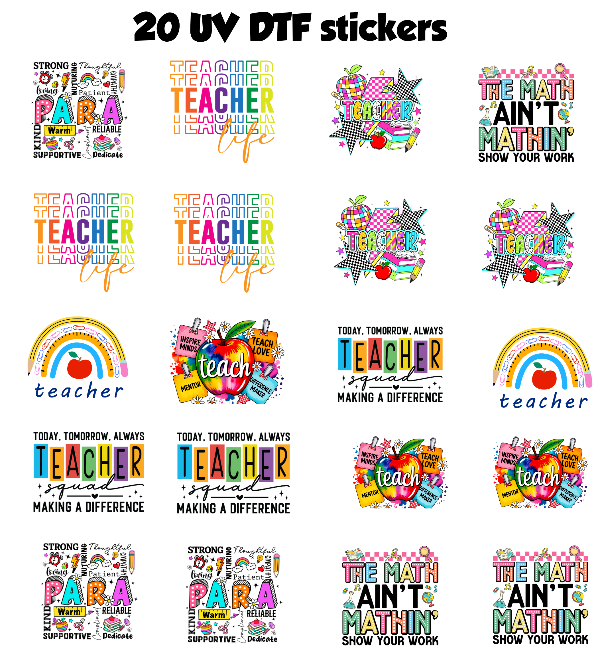 UV DTF DECALS - Teacher Bundle